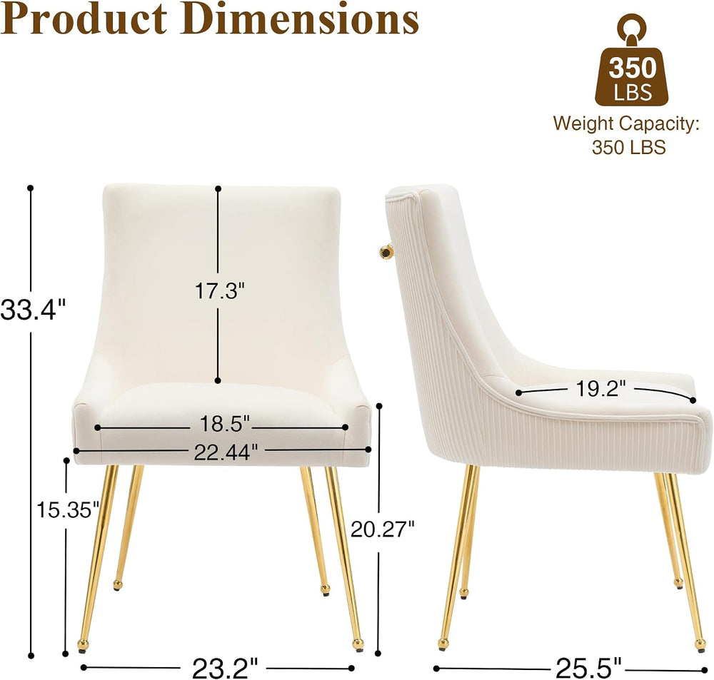 adochr Velvet Dining Chairs Set of 4 with Gold Metal Legs, Beige