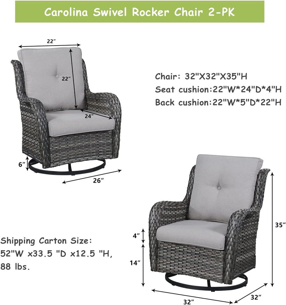 Outdoor Patio Swivel Rocker Chairs - Wicker Rattan Patio Swivel Rocking Chair...
