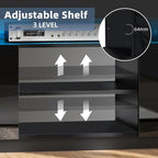HOMMPA LED TV Stand for 65/60/55 inch TV Modern Entertainment Center with Power Outlets, Gaming TV Consoles with Storage Media Table with LED Lights Game Cabinet for Living Room Black