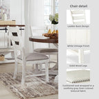 Signature Design by Ashley Valebeck Farmhouse Cushioned Dining Chair, 2 Count, Nailhead Trim, Fabric Upholstery, Solid Wood, 39" Seat Height, Whitewash