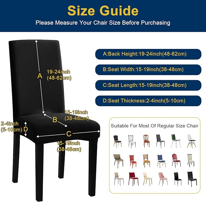 Chair Covers, Stretch Kitchen Chair Covers/Dining Room Chair Covers Set of 8, Removable Washable Dining Chair Slipcovers for Home, Hotel, Banquet