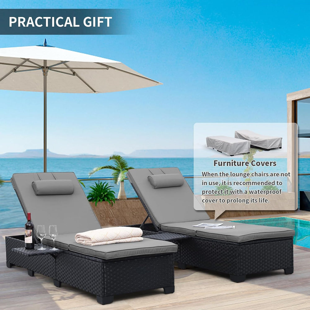 WAROOM Outdoor Chaise Lounge Chairs for Outside Patio Furniture Set of 2 Wick...
