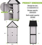 GUTINNEEN Sheds Outdoor Storage Wooden Garden Tool Shed with Metal Frame Sloped Roof and Adjustable 3 Tiers Shelves Outdoor Storage Cabinet for Backyard Garden Patio Lawn 67.1"(Off White)