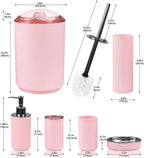 CERBIOR Bathroom Accessories Set Bath Ensemble Includes Soap Dispenser, Toothbrush Holder, Toothbrush Cup, Soap Dish for Decorative Countertop and Housewarming Gift (Pink Spiricle)