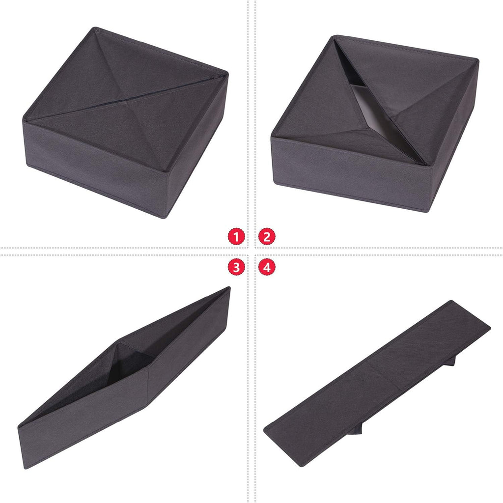 DIOMMELL 6 Pack Foldable Cloth Storage Box Closet Dresser Drawer Organizer Fabric Baskets Bins Containers Divider for Clothes Underwear Bras Socks Lingerie Clothing, Dark Grey 22-2000