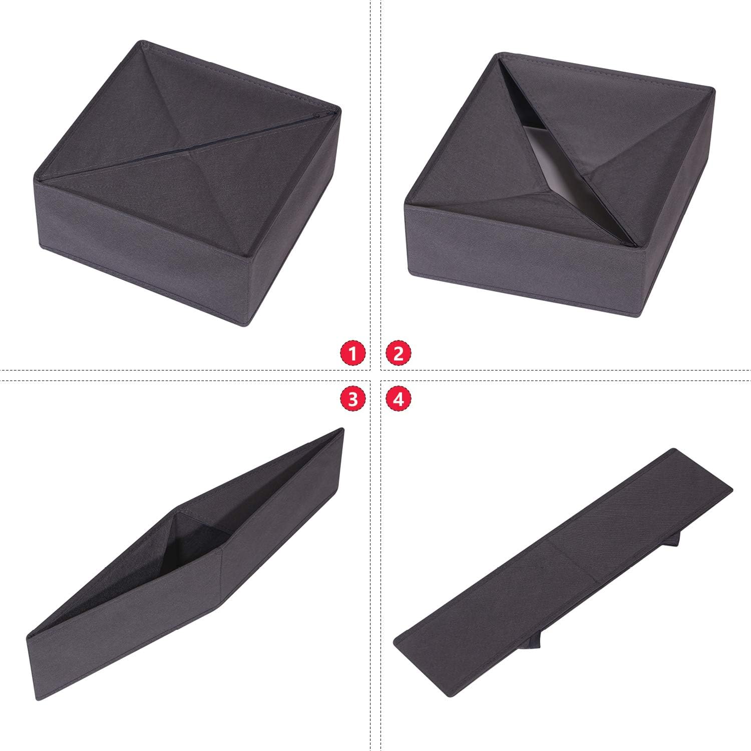 DIOMMELL 6 Pack Foldable Cloth Storage Box Closet Dresser Drawer Organizer Fabric Baskets Bins Containers Divider for Clothes Underwear Bras Socks Lingerie Clothing, Dark Grey 22-2000