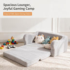 Extra Wide Toddler Couch, Foldable Kids Sofa to Lounger, Grey | Toddler Chair Fold Out, Reading & Playing, Living Room Playroom, Boys & Girls, Lightweight, Removable Washable Cover
