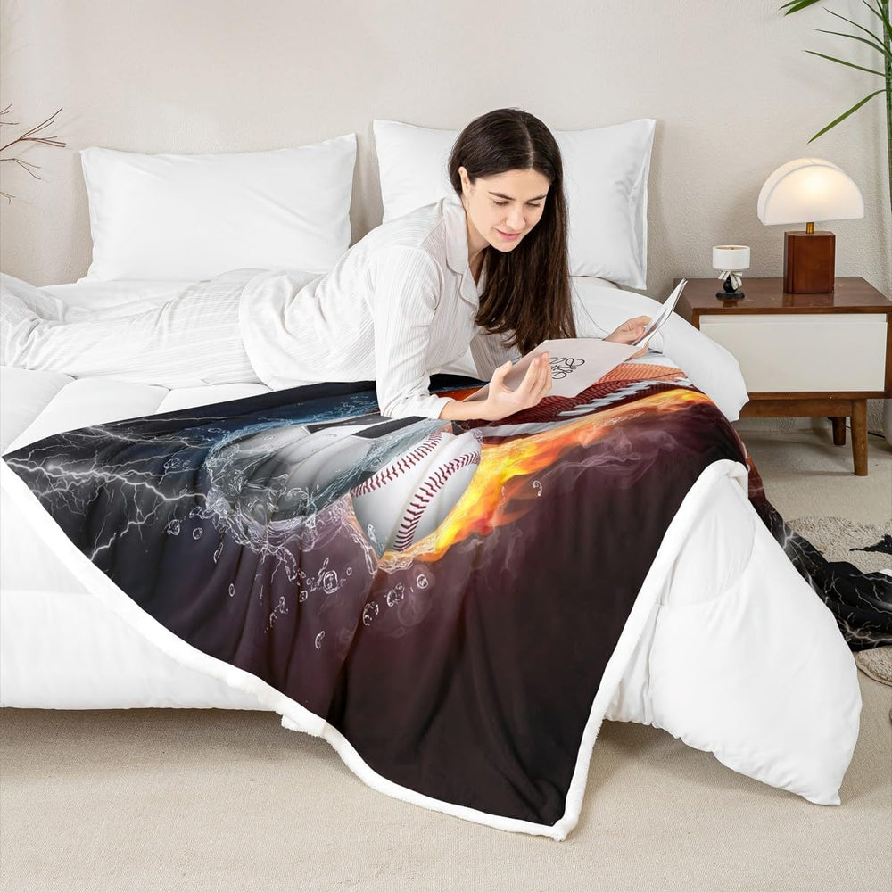 Erosebridal Sports Ball Sherpa Throw Blanket 40"x50"