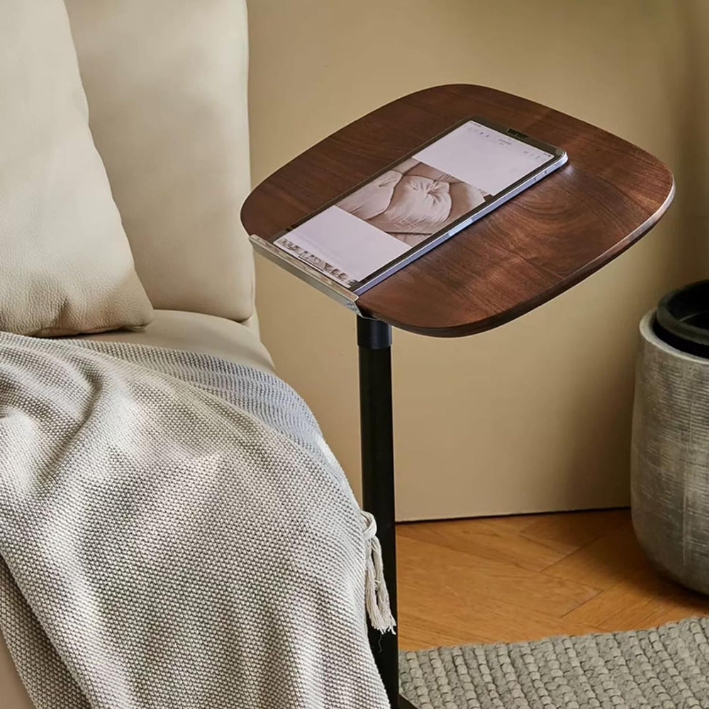 Modern C Shaped Side Table, with Adjustable Height and Swivel Top Sofa Table,...