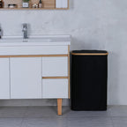 60L Slim Laundry Hamper,Laundry Basket with Lid,Tall Hamper for Laundry,Dirty Cloth Hamper with Bamboo Handle for Toys,Towels, Clothes Organizing,Black