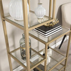 SEI Furniture Jaymes Metal/Glass Asymmetrical Étagère/Bookcase, Gold