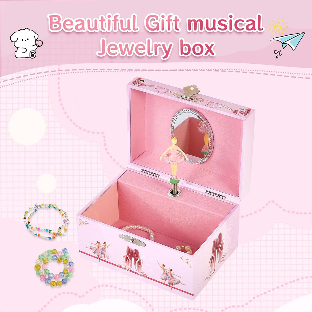 Musical Ballerina Jewellery Box with Spinning Ballerina for Girls Jewel Storage,Ballet Music Box Birthday Gifts for Girls