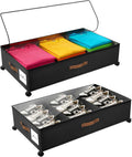 Under Bed Storage with Wheels, Rolling Under Bed Storage Containers with Clear Lid and Handles for Clothes, Shoes, Blankets, Pillows, Toys, Books, Bags (60L, 30.9 x 16.9 x 6.7in, Black, 2 Pack)