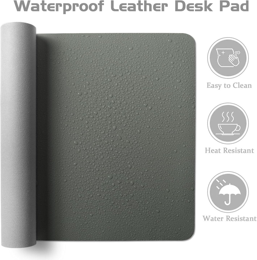 Aothia Leather Desk Pad Protector, Office Desk Mat, Large Mouse Pad, Laptop Desk Pad, Non-Slip PU Leather Desk Blotter, Waterproof Desk Writing Pad for Office and Home (Jungle Green, 55" x 24")