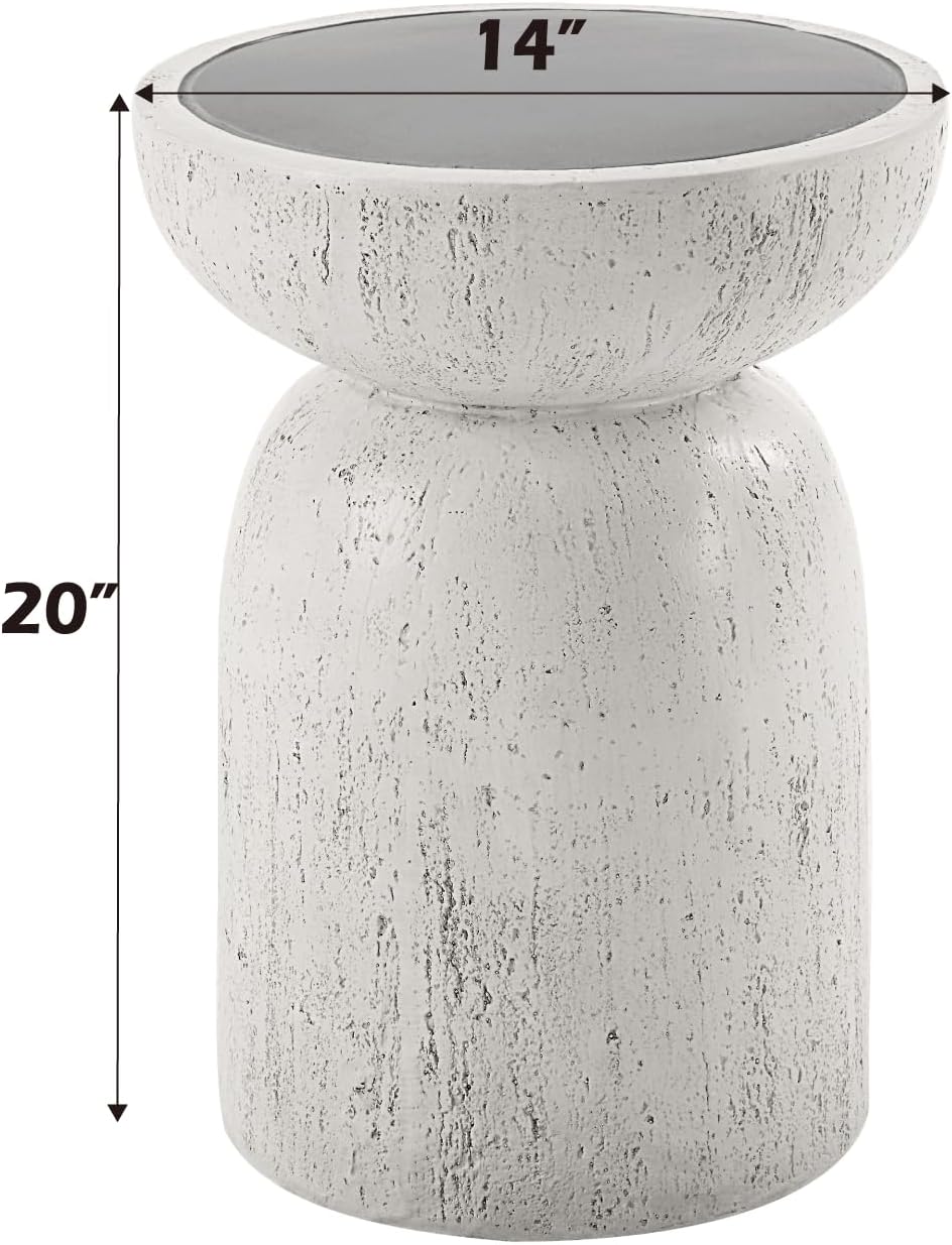 Acme Dylana Environmental Friendly Cement Concrete Accent Table in Natural Gray