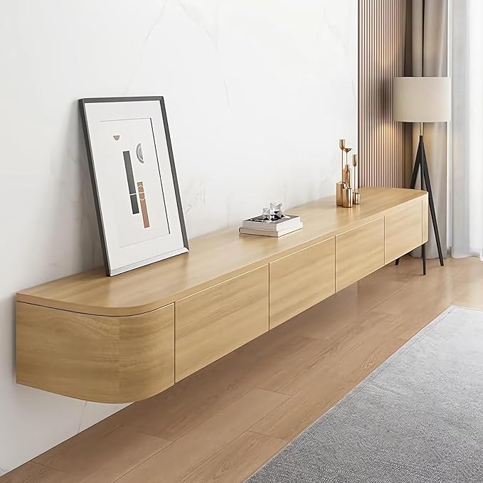 Floating TV Stand with Drawers, Pre-Assembled Wall Mounted TV Console, Modern...