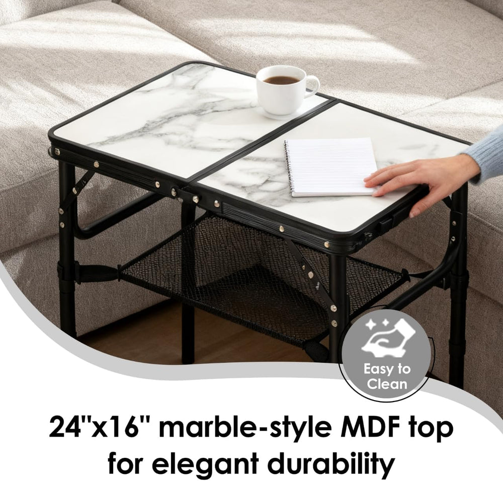 Folding TV Trays Foldable Dinner Tray Table, 3 Adjustable Height, 24"x 1...