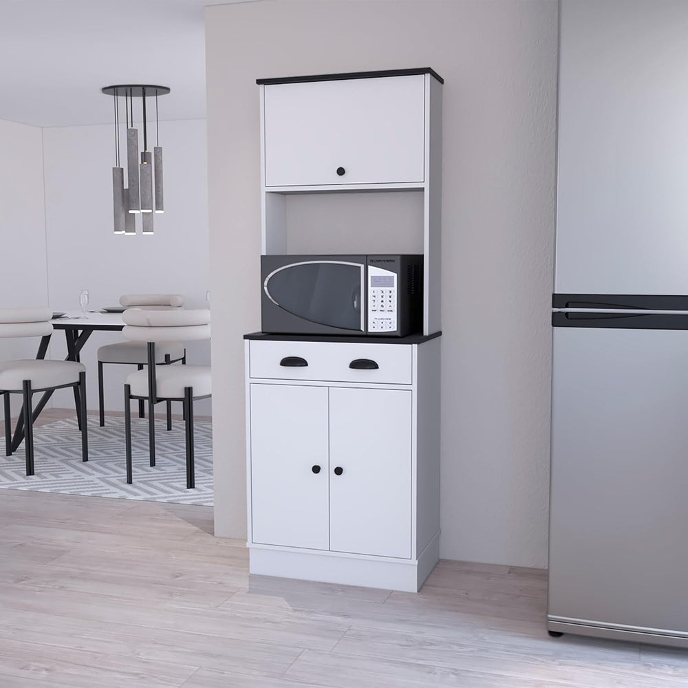 White and Black 2 Cabinet Kitchen Pantry