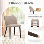 COLAMY Upholstered Dining Chairs Set of 2, Modern Fabric Dining Room Kitchen Side Chair with Padded Seat and Wood Legs for Restaurant/Cafe, Camel