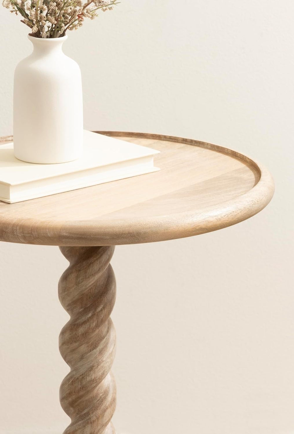 Kate and Laurel Willoughby Modern Wooden Spiraled Round Side Table, 15 x 15 x...