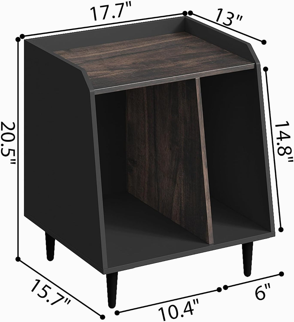 Rresyet End Table, Side Table with Adjustable Divided Shelves, Wooden Storage...