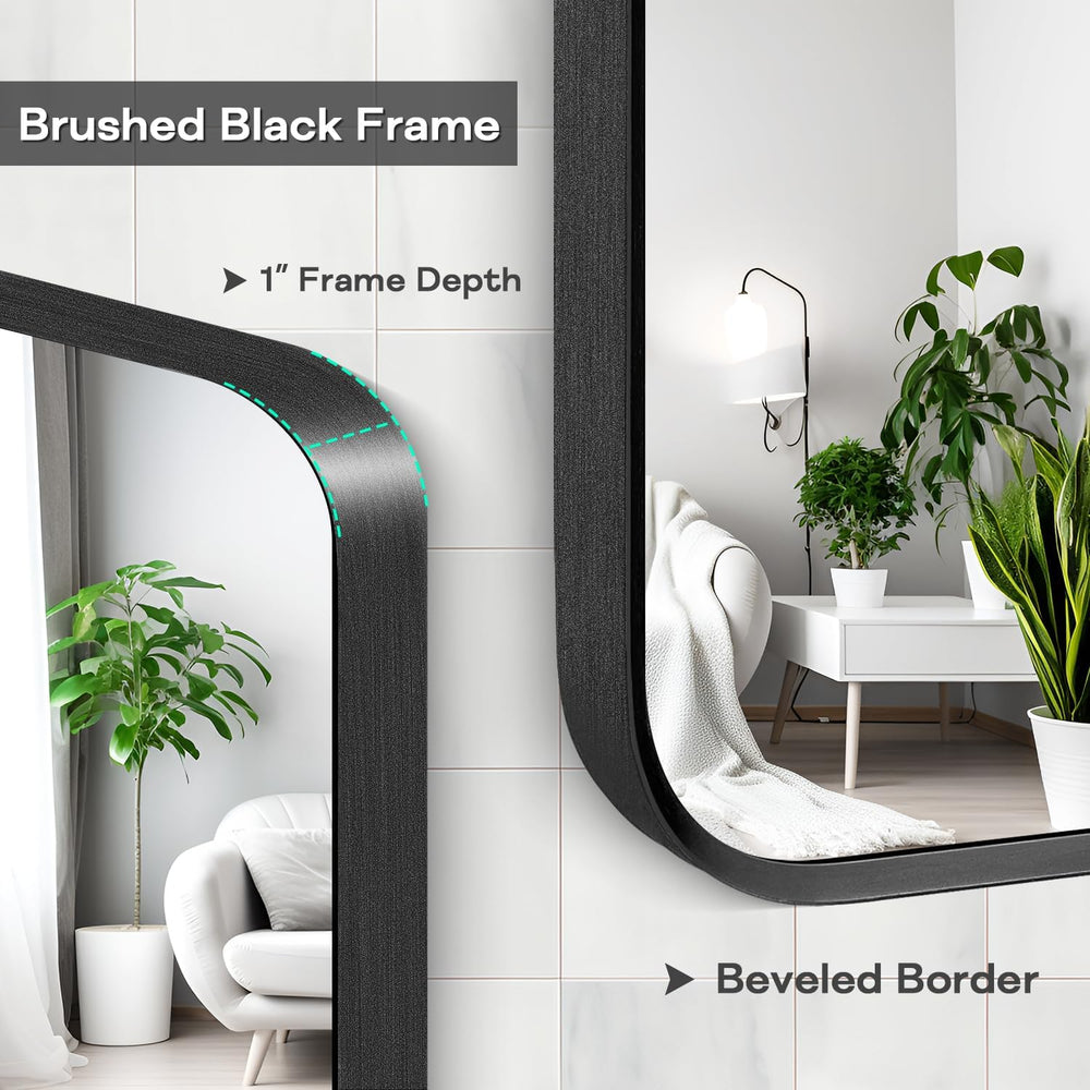 24" x 36" Black Bathroom Mirrors for Over Sink, Thin Metal Frame