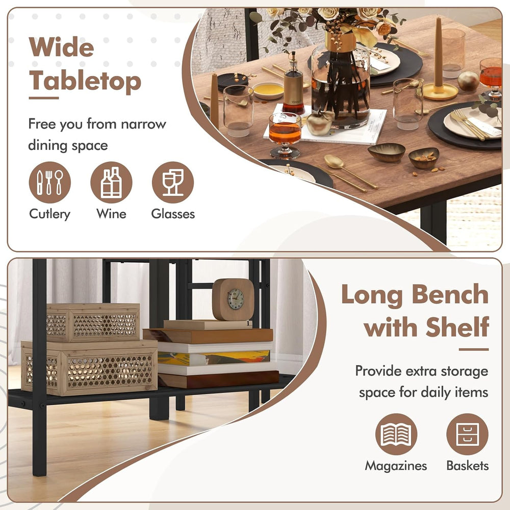 GOFLAME 4-Piece Dining Table Set for 4, Industrial Kitchen Table with 2 Chair...