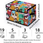 Stackable Clothes Storage Bins with Lids,Closet Organizers Fabric Cat Printing Box for Home and Office,Blanket Clothes Organizers,Under Bed Storage Containers 3 Pack.