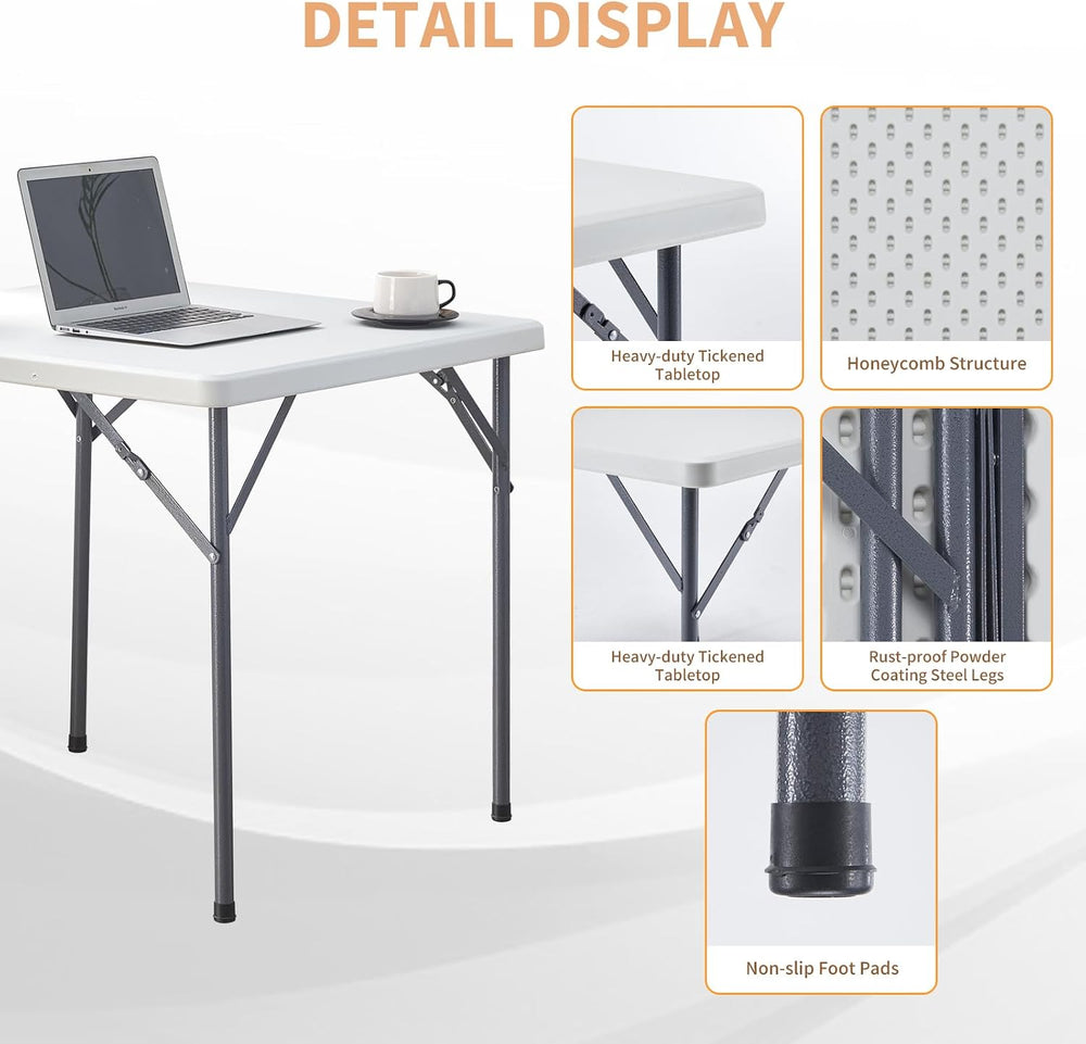 BOOSDEN 32 Inch Square Folding Table, Lightweight Card Table for Indoor Outdo...