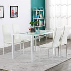 Karl home White Dining Chair Set of 6, Leather Dining Chairs with Curved Back & Foot Cap Protection for Dining Kitchen Living Room, 300lbs Capacity