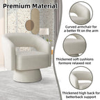 INZOY Swivel Barrel Chair with Velvet Fabric, Swivel Accent Chair with Thickened Soft Cushion, Comfy Round Swivel Chair for Living Room Bedroom, Beige