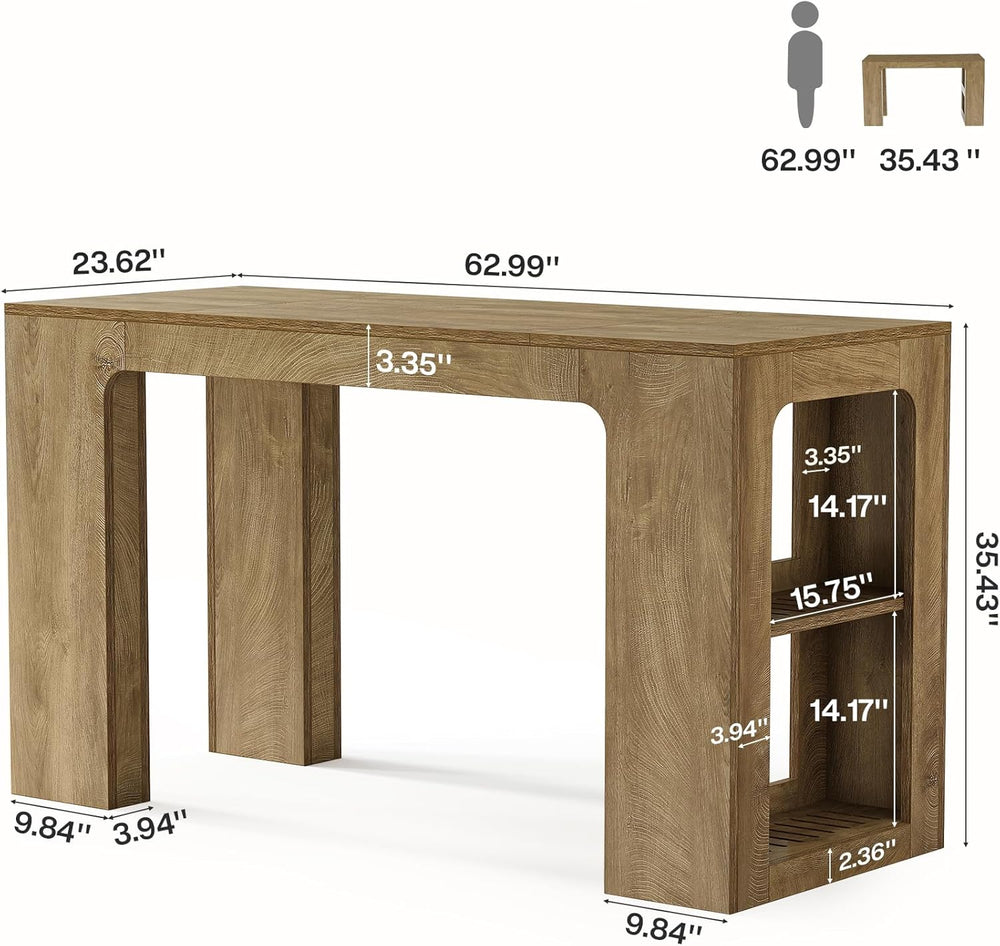 Tribesigns 63'' Long Kitchen Island with Storage, Wooden Counter Heig...