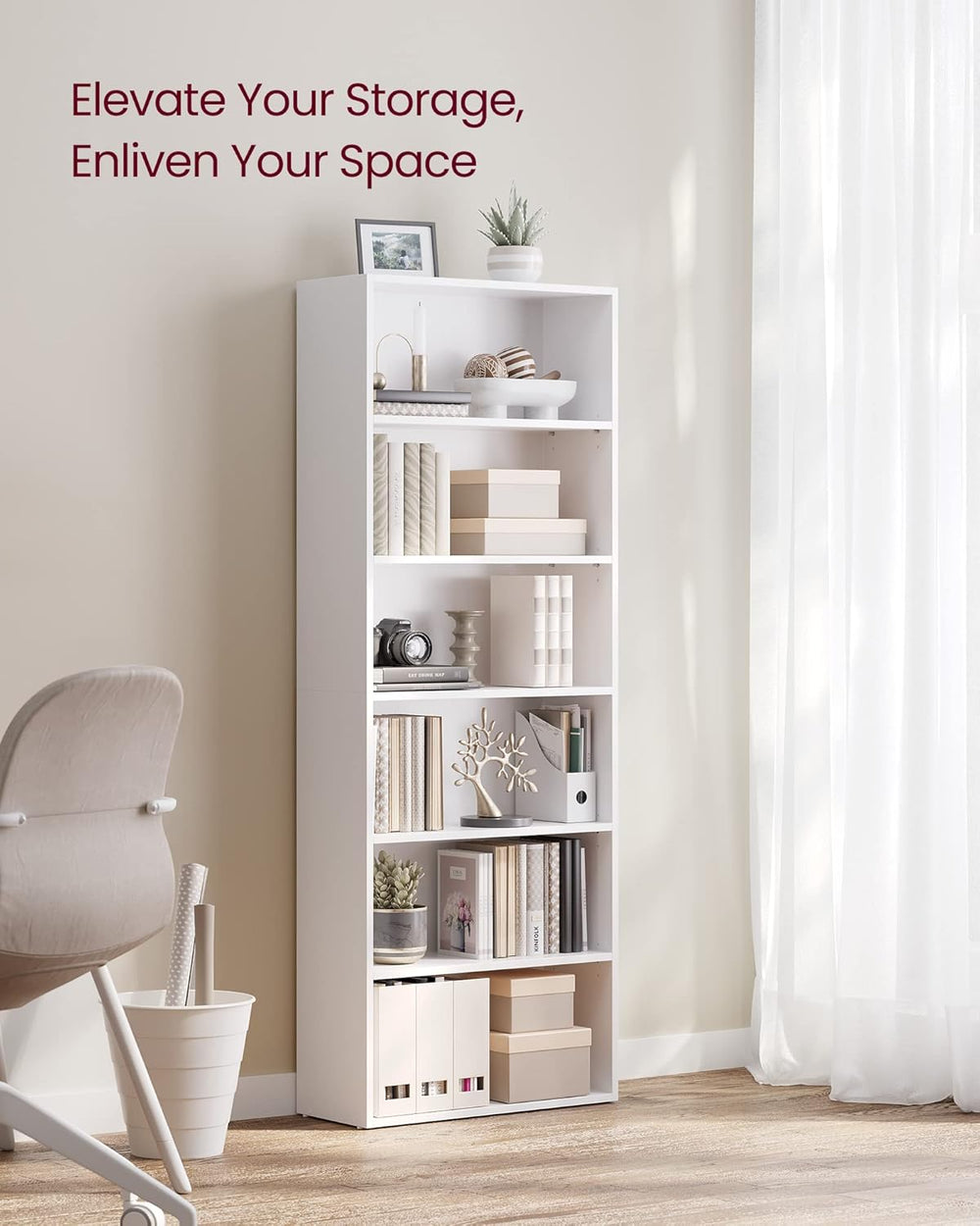 VASAGLE CUSTOS Collection - Bookshelf, 6-Tier Bookcase, Book Shelf, Open Stor...