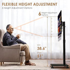 Rolling TV Stand with Power Outlet, Swivel Mobile Portable TV Cart for 32-75 Inch TVs up to 110 lbs, Landscape to Portrait, Height Adjustable Outdoor TV Stand with Wheels, Max VESA 600x400mm