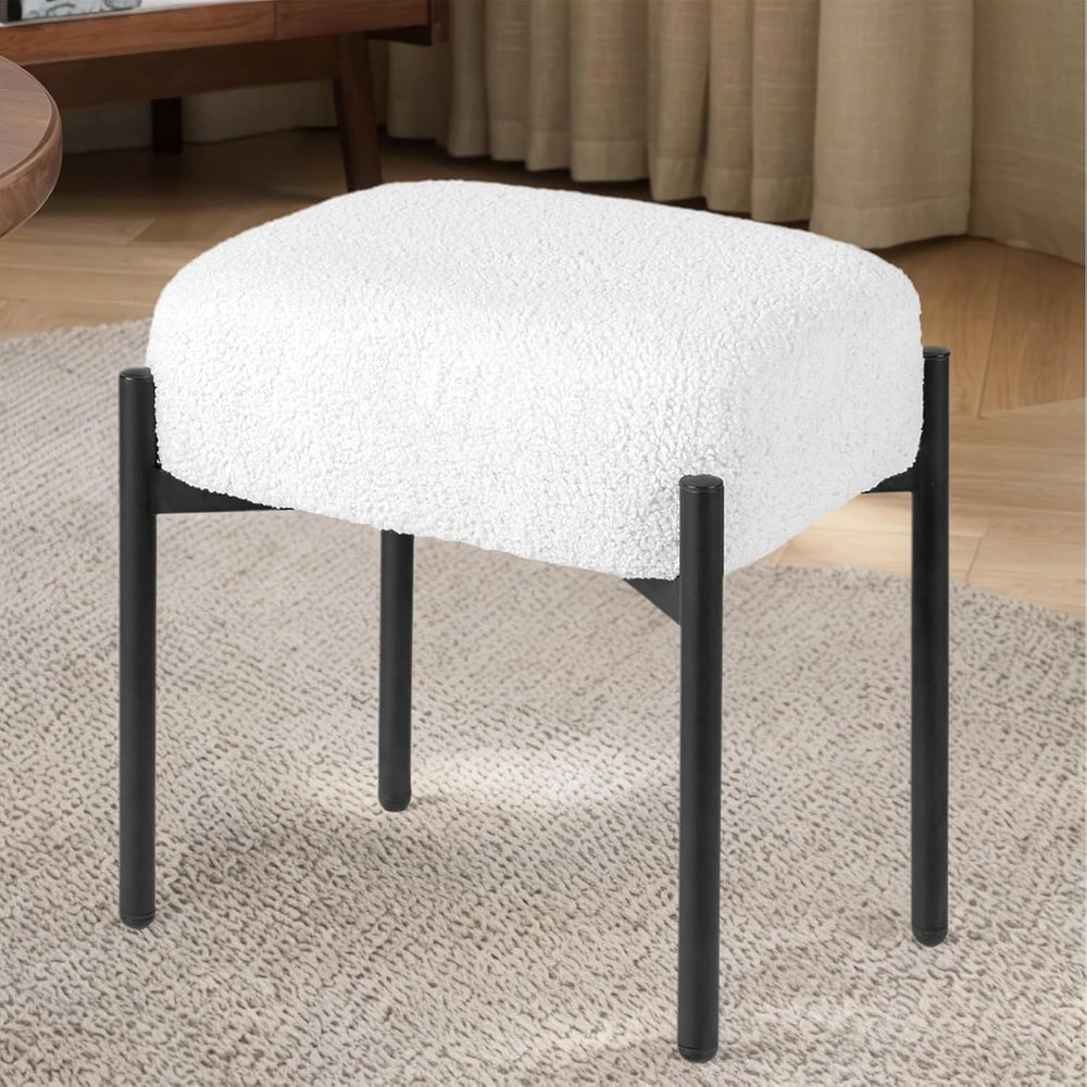 Vanity Stool Chair Faux Fur, 16.3" L x 12.8" W x 17.3" H Soft ...