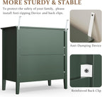 RoyalCraft Large 3 Drawer Dresser Set of 2, Fluted Chest of Drawers with Storage, Modern Painted 30 inch Tall Nightstand for Bedroom Living Room Entryway, Green