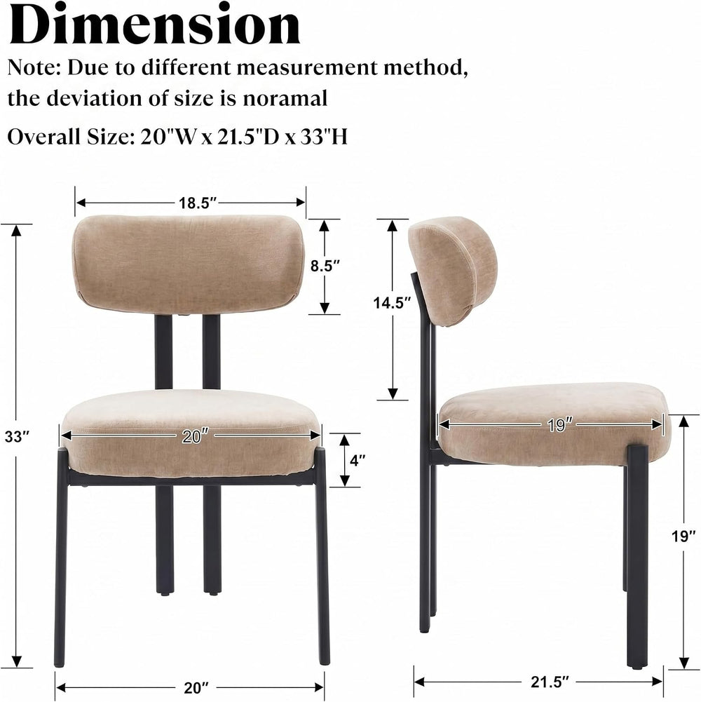 Ya-Home Modern Dining Chairs Set of 2, Chenille Kitchen Chairs, Khaki | Curve...