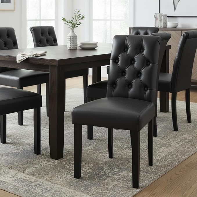 Faux Leather Dining Chairs Set of 8 Upholstered Dining Room Chairs Modern Tuf...