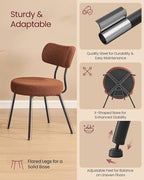 VASAGLE Boucle Dining Chairs Set of 6, Upholstered Kitchen Dining Room Chairs with Curved Backrest and Steel Frame, Modern Mid Century, Round, for Vanity, Living Room, Coffee Brown UKDC110K01-3J