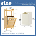 HITNET Tilt Out Laundry Hamper, Bamboo Laundry Basket with Foldable Bag and 2 Open Shelves, Freestanding Clothes Storage Organizer for Bedroom, Bathroom, Living Room, Natural