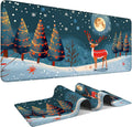 Large Mouse Pad 35.5 x 15.8 Inch, Christmas Reindeer Desk Mat, Gaming Mouse Pad with Non-Slip Base, Extended Keyboard Mat, Thick 3mm Smooth Surface Mousepad for Office & Home,35.43 x 15.75 in