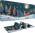 Large Mouse Pad 35.5 x 15.8 Inch, Christmas Reindeer Desk Mat, Gaming Mouse Pad with Non-Slip Base, Extended Keyboard Mat, Thick 3mm Smooth Surface Mousepad for Office & Home,35.43 x 15.75 in