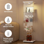 FANYUSHOW Glass Display Cabinet with LED Light & Lock, 1-Door 4-Shelf White | Tempered glass shelves, 64.7"H x 16.7"W x 14.4"D, 13-color remote lighting, 30/60-min timer, curio display case