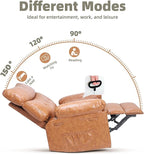 GarveeHome Recliner Chair - PU Leather Manual Recliner for Adults, Lazy Chair with 1.5X Sponge Comfort Arm and Back for Living Room, Bedroom