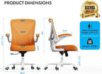 Ergonomic Office Chair - X-Shaped Computer Desk Chair Comfy, Gaming Chair, Office Chair with Lumbar Support, Mesh Office Chairs, Desk Chair for Long Hours(White-Orange)
