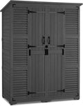 Macrout Large Outdoor Storage Cabinet with 6 Shelves (4.8 x 2.2 x 6.5 ft), Outside Storage Shed with Lock, Wooden Garden Shed for Yard Patio Lawn, 1738 (Gray)