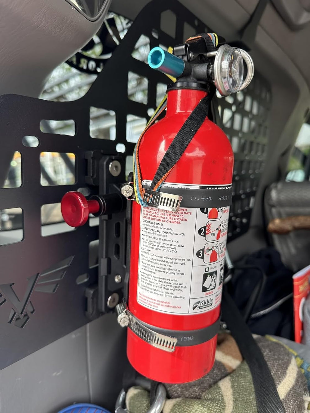 Molle Panel Fire Extinguisher Mount with Aluminum Base Fit 1-2IN Slot Holes