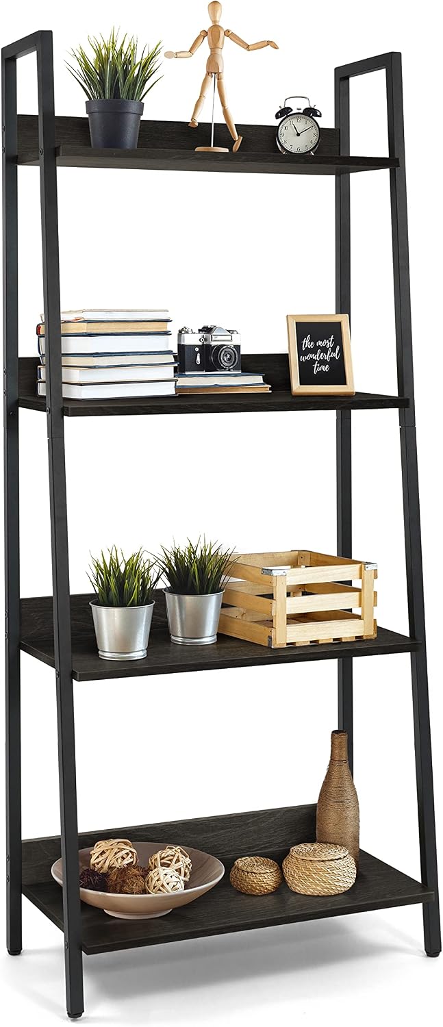 CAPHAUS 4 Tier Ladder Bookshelf, 24 Inch Width Free Standing Shelf, Bookcase ...