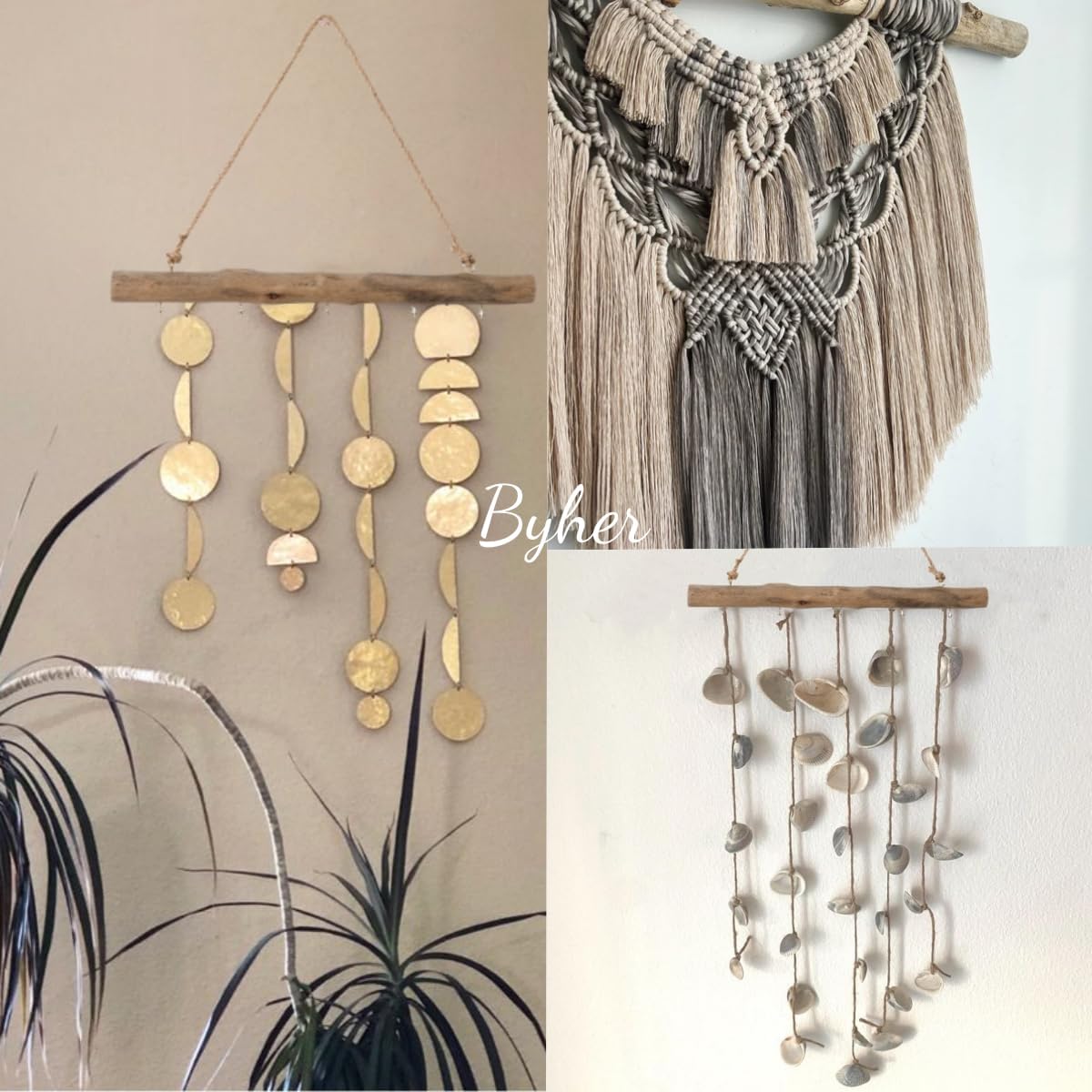 15-Inch Driftwood Wall Hanging Jewelry Hanger - Rustic Wood Logs Hanging Branch Decor with 5 Hooks, Handcrafted from Natural Drift Wood Pieces for Crafts (Rustic)