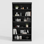 Casaphoria 62" Wooden Book Shelf, 6-Tier Bookcase, Open Bookshelf with Wide Storage Shelves for Home Office, Black